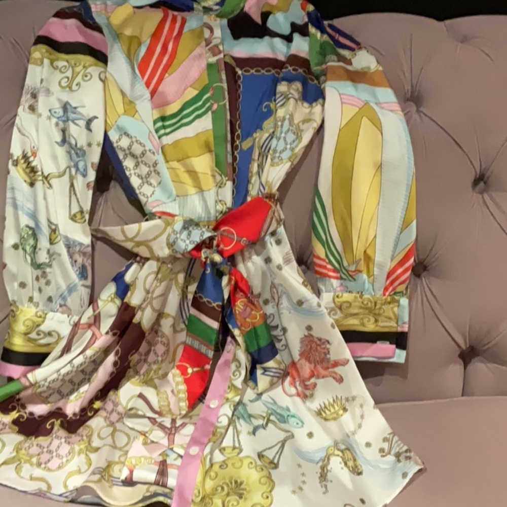 Zara Multicolor Long Sleeve Dress Astronomy Dress in xs - Picture 2 of 4